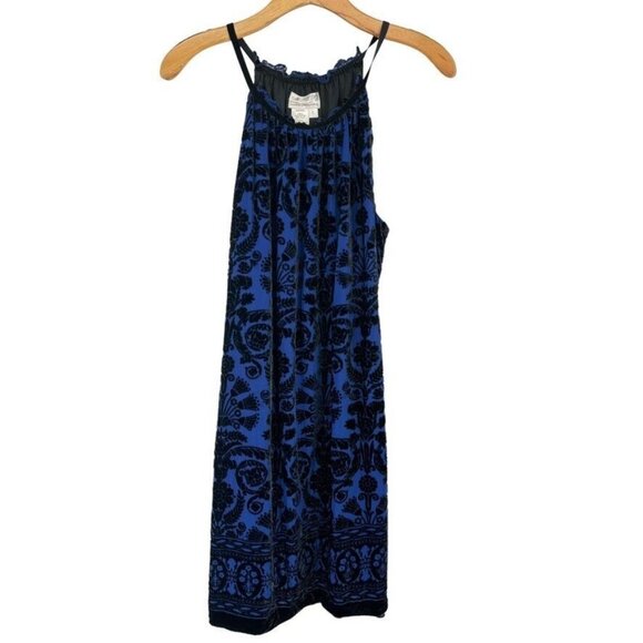 Max Studio Women's royal Blue Velvet flocked Dress  Size large sleeveless - Picture 1 of 9